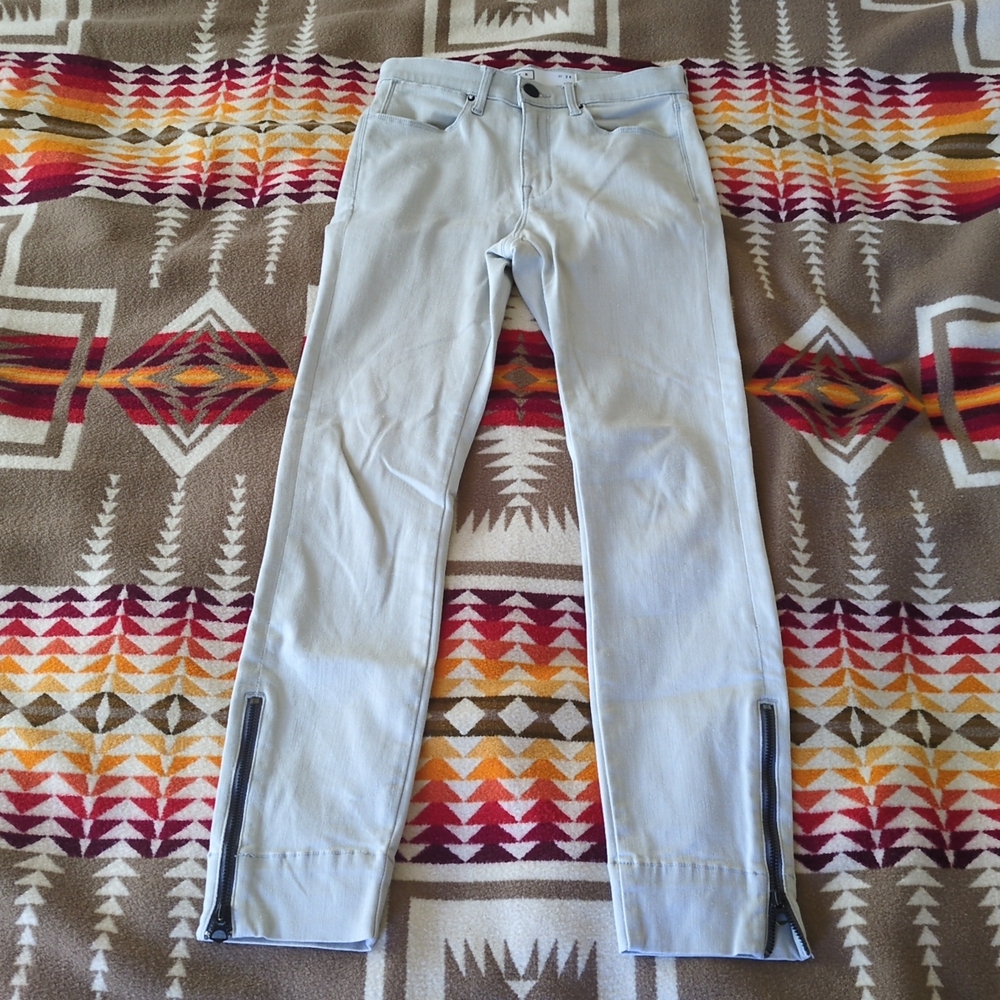 AYR Light Gray Ankle Jeans with Zipper Detail